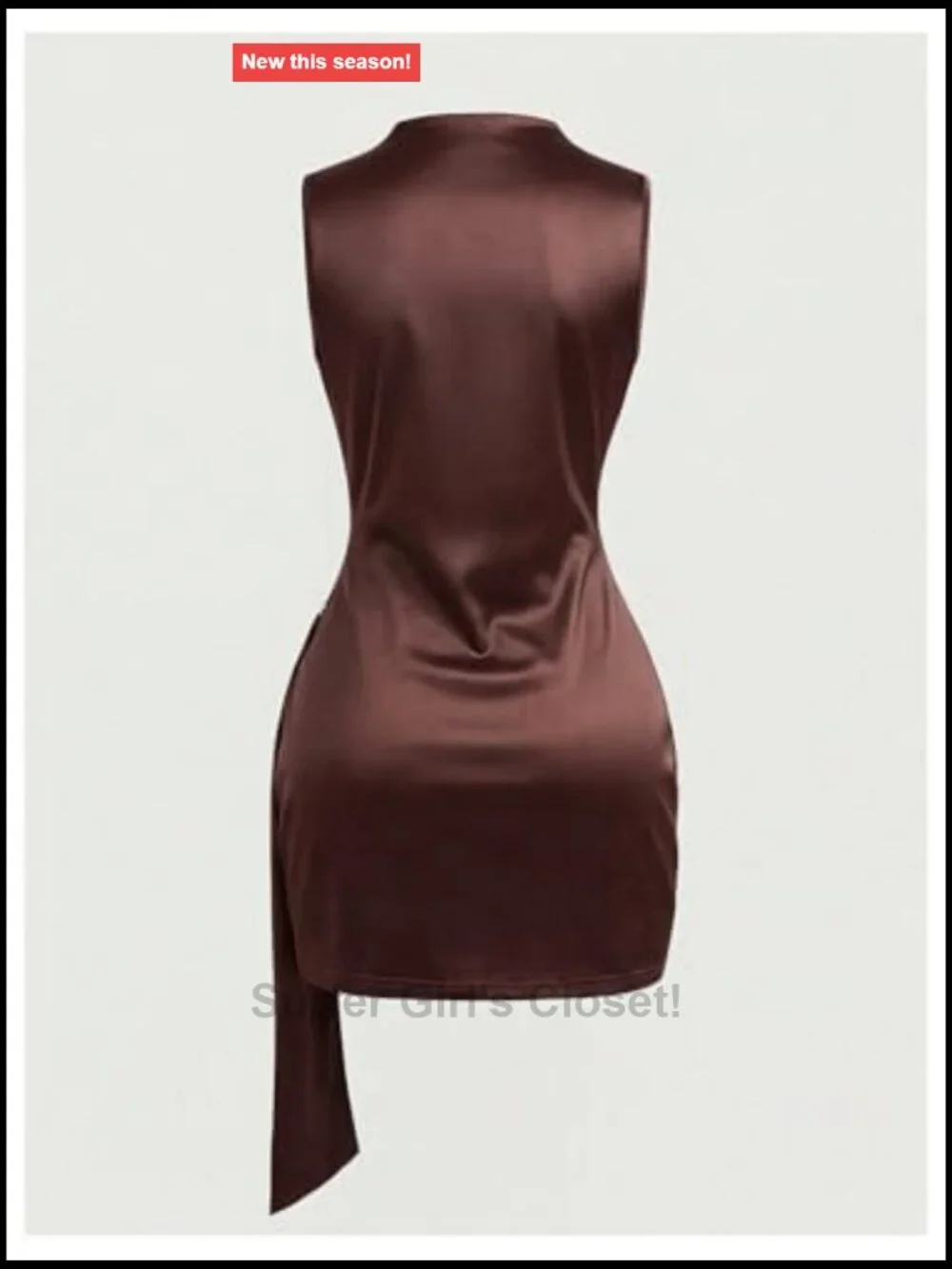 Satin Bodycon Mini Dress Ruched Wrap Hem Party Prom